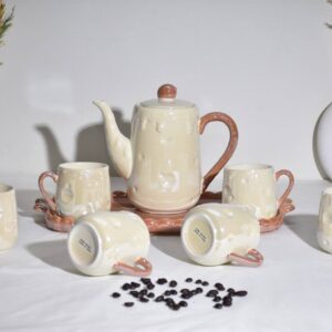 Classic Porcelain Tea Set - 9 Piece with Teapot & Tray