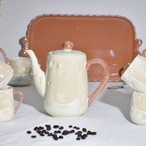 Classic Porcelain Tea Set - 9 Piece with Teapot & Tray - Image 5