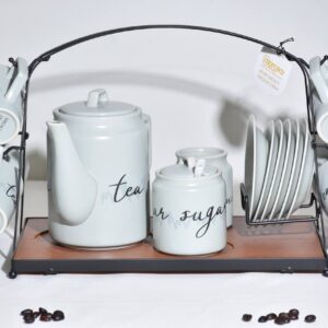 Ivory Elegance Porcelain Tea Set - 15 Piece with Teapot & Stand
