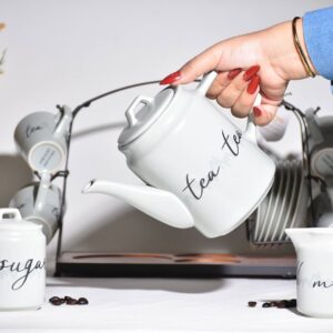 Ivory Elegance Porcelain Tea Set - 15 Piece with Teapot & Stand - Image 5