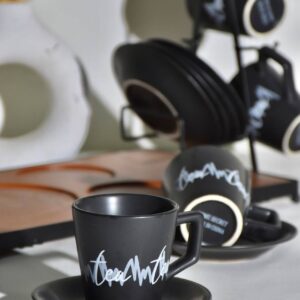 Matte Black Porcelain Tea Set - 15 Piece with Teapot & Stand - Image 3