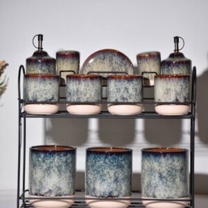 Marble Luxe Porcelain Spice Set - 12 Piece with Stand - Image 3