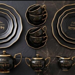 Aurora Gold Tea & Dessert Set Black - Image 2