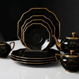 Aurora Gold Tea & Dessert Set Black - Image 4