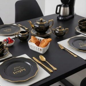 Aurora Gold Tea & Dessert Set Black - Image 1
